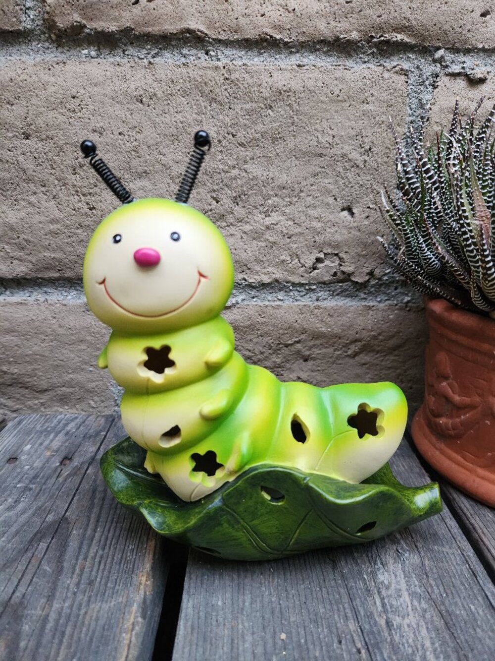 Whimsical Solar LED Caterpillar Statue Garden Decor Yard Art Home Decor